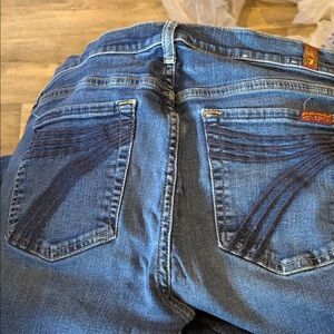 7 For All Mankind Women's Dark Blue Trouser Jeans